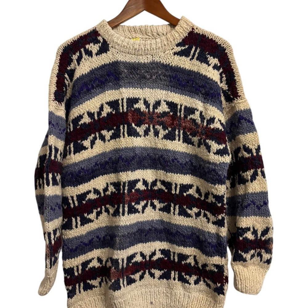 Vintage Handmade In Ecuador 100% Wool
Multicolor Striped Sweater